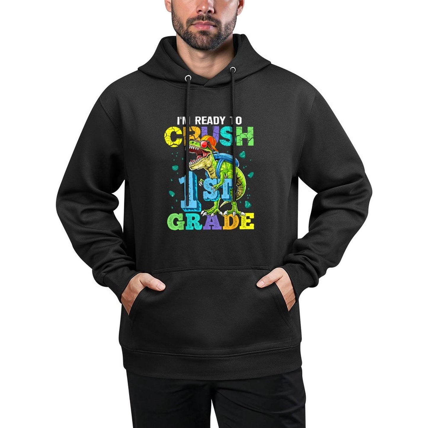 I'm Ready To Crush 1st Grade Dinosaur Back To School Boy Kid Moisture-Wicking Hoodie