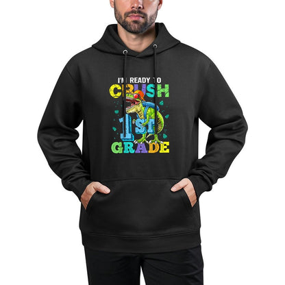 I'm Ready To Crush 1st Grade Dinosaur Back To School Boy Kid Moisture-Wicking Hoodie