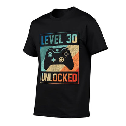 Level 30 Unlocked Video Gamer 30th Birthday Gifts  Rolled Sleeves T-Shirt