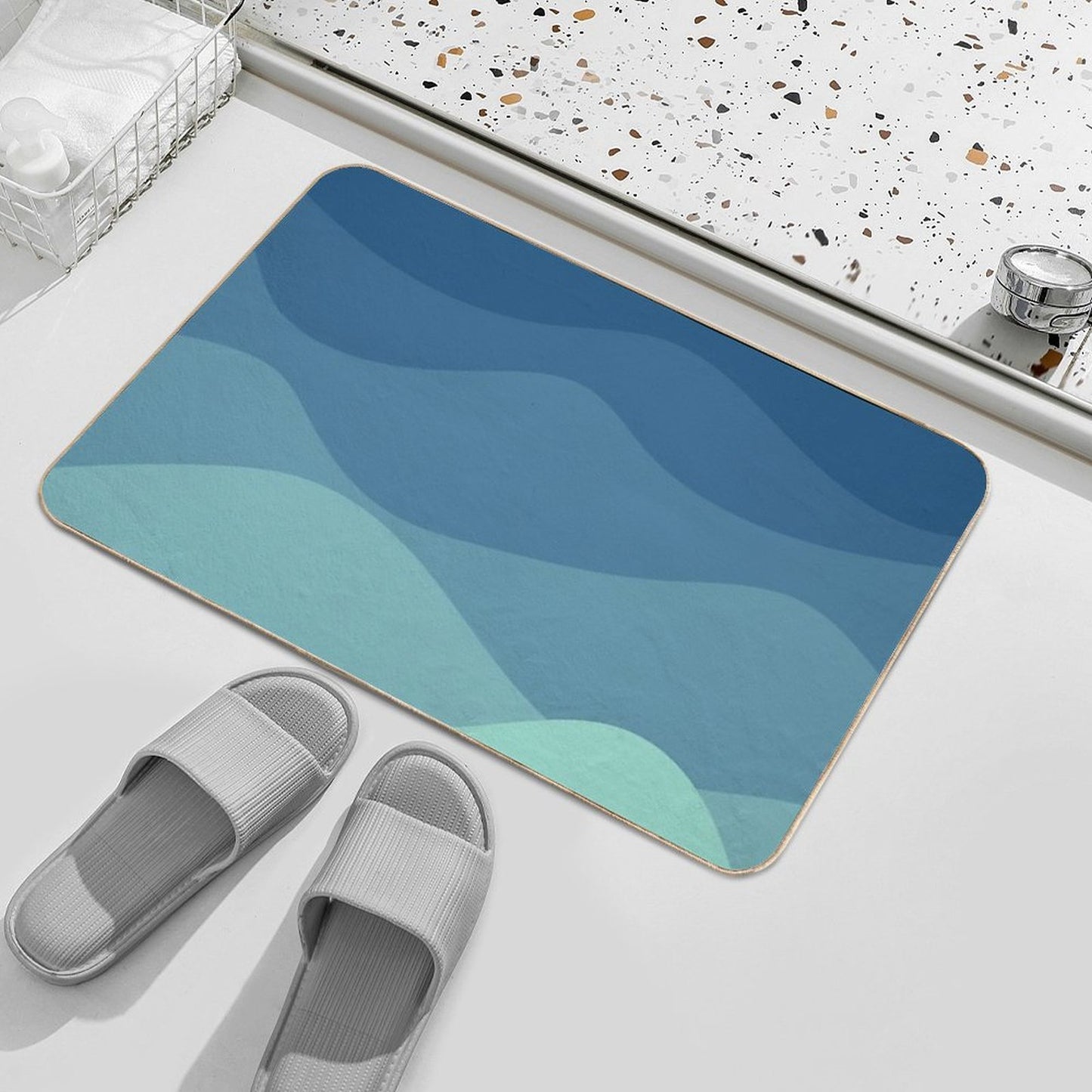 Deep Dark Ocean Modern Abstract Art  Absorbent Bath Mat