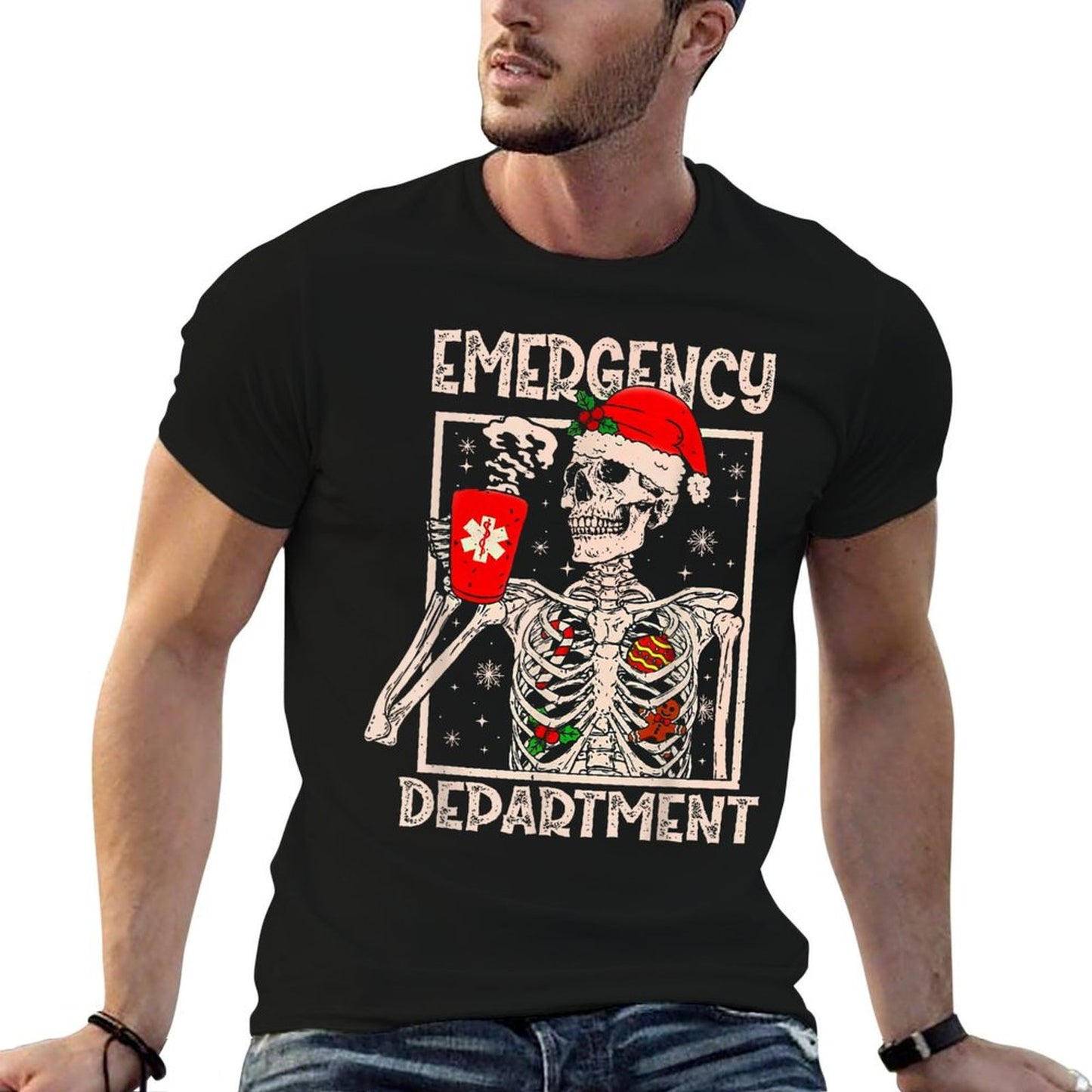 Emergency Department Skeleton Coffee ER Nurse Christmas  Moisture-wicking T-Shirt