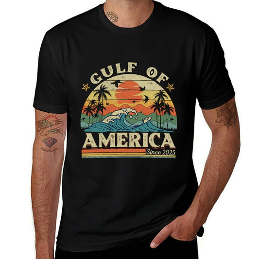 Gulf of USA America Funny Vintage USA Flag Summer-ready Fabric T-Shirt