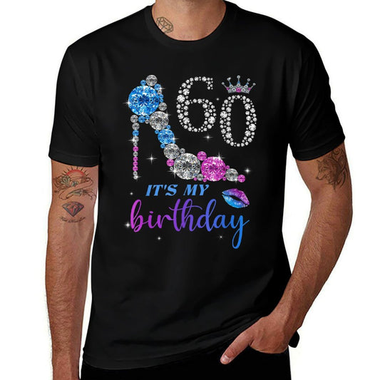 Women It&#39;s My 60th Purple Shoe Crown Happy 60th Birthday  Heathered Texture T-Shirt
