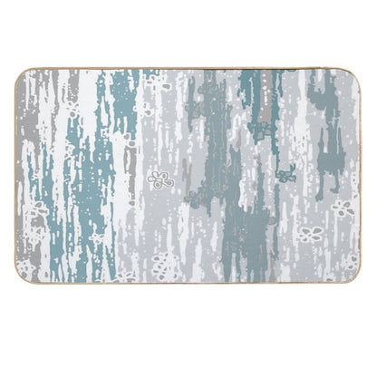 Blue Grey Abstract. Line. Minimal. Stripes. Grey. Blue. White.  Non-Slip Bath Mat