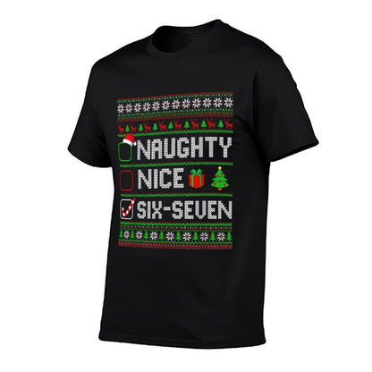 Six Seven 67 Meme Nice Naughty Christmas Pajamas Men Women  Soft T-Shirt