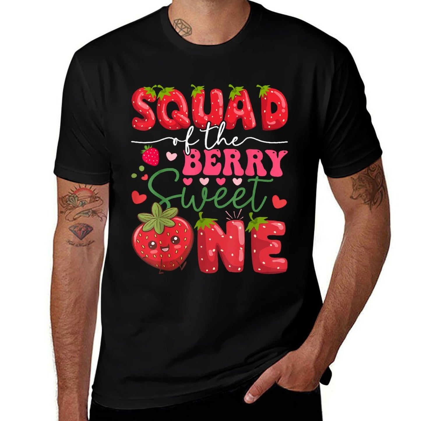 Squad Of The Berry Sweet One Strawberry 1St Birthday  Graphic-printed T-Shirt