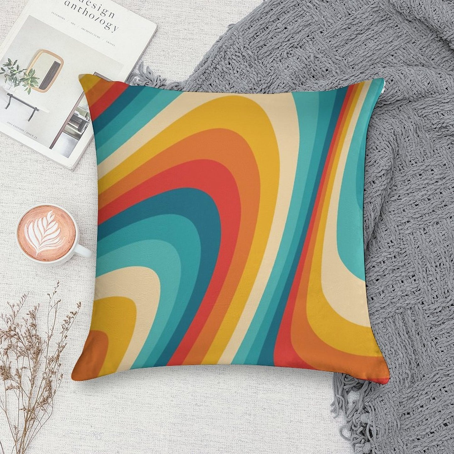 70s Retro Aesthetic Soft Easy Maintenance Throw Pillow