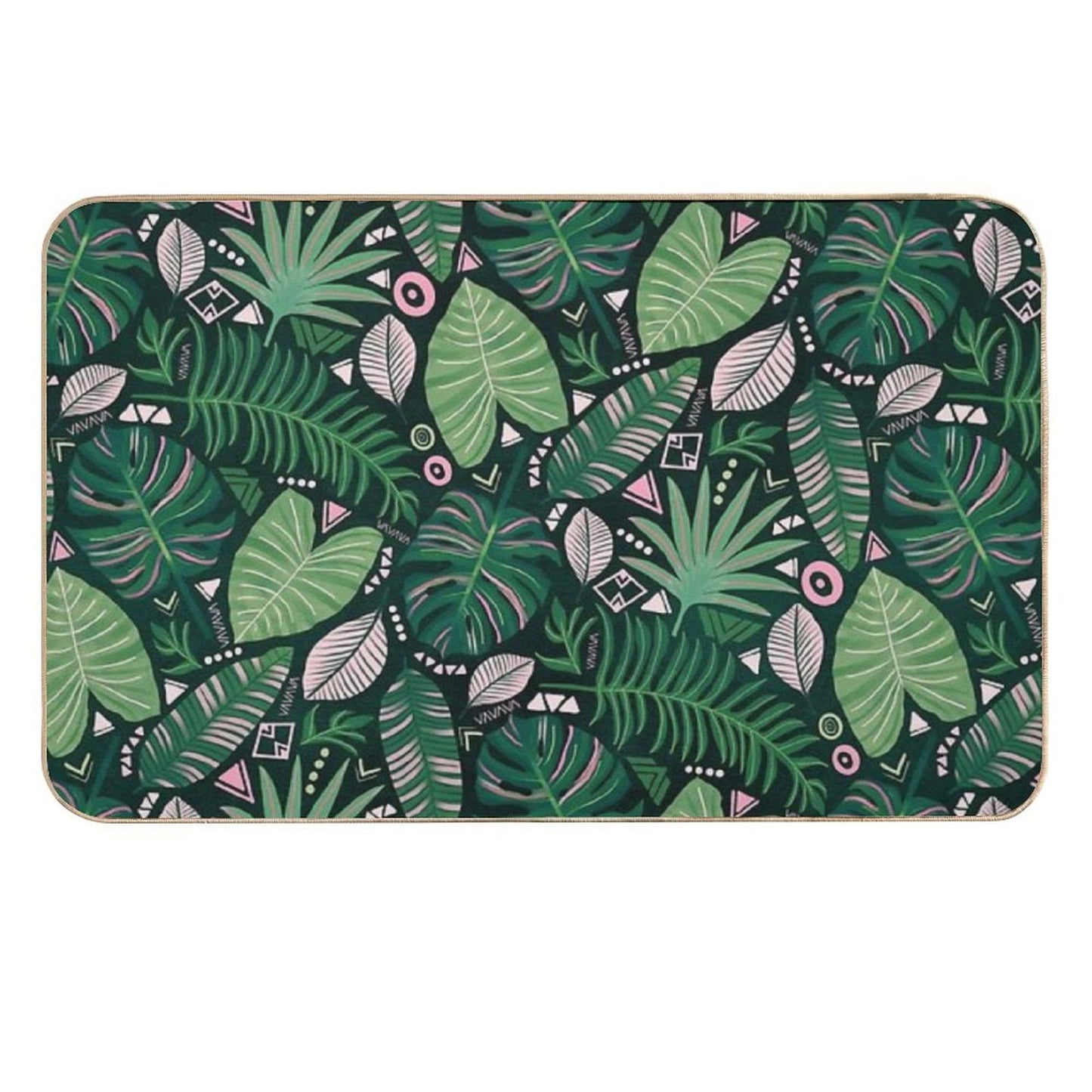 Aztec Jungle Leaves  Slip-Resistant Bath Mat