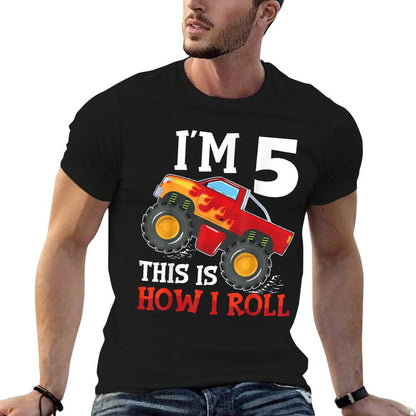 Five 5yr 5th Birthday Monster Truck Boy 5 Years Old  Breathable T-Shirt