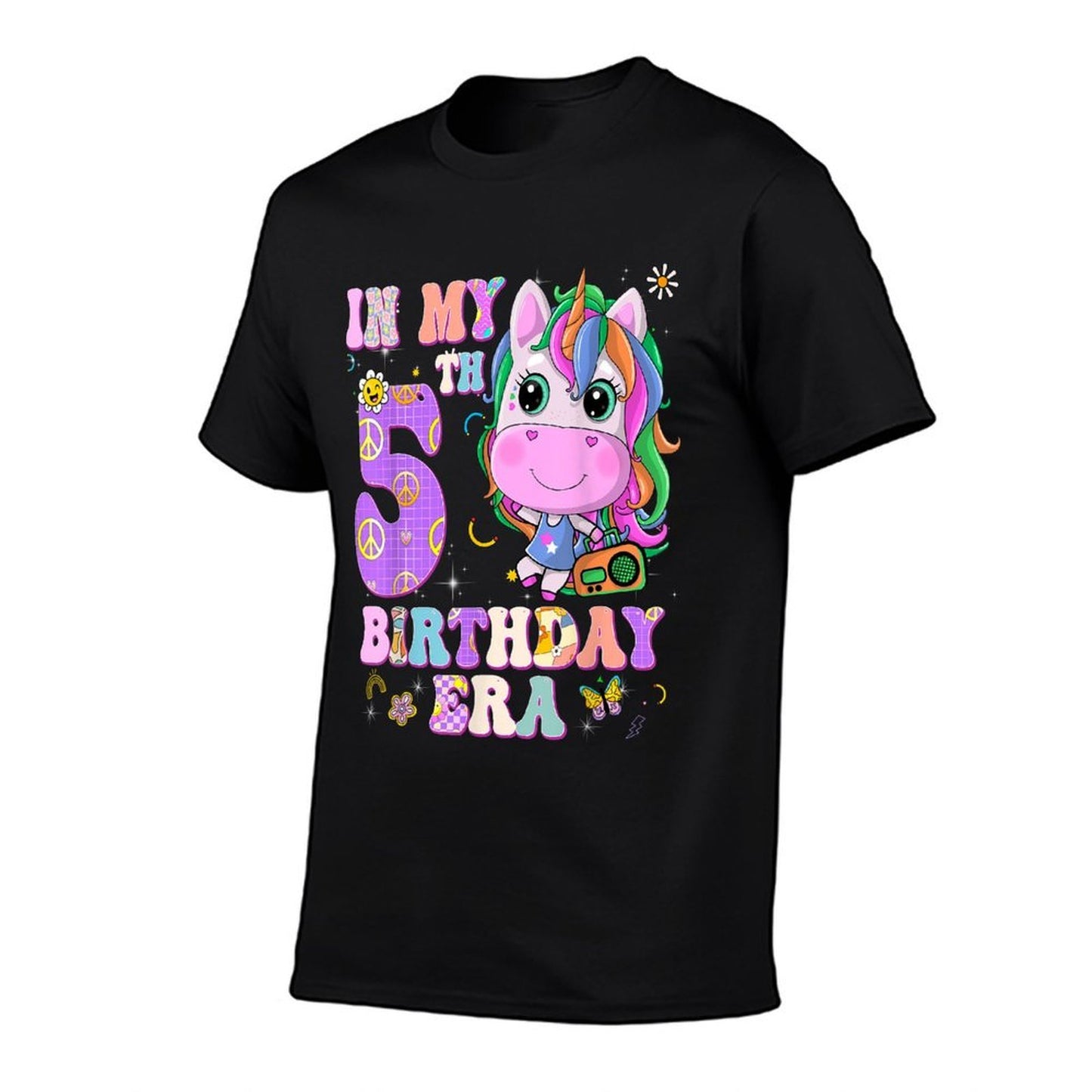 Kids In My 5th Birthday Era Girl Unicorn Gifts 5 Year Old  Polyester Blend T-Shirt