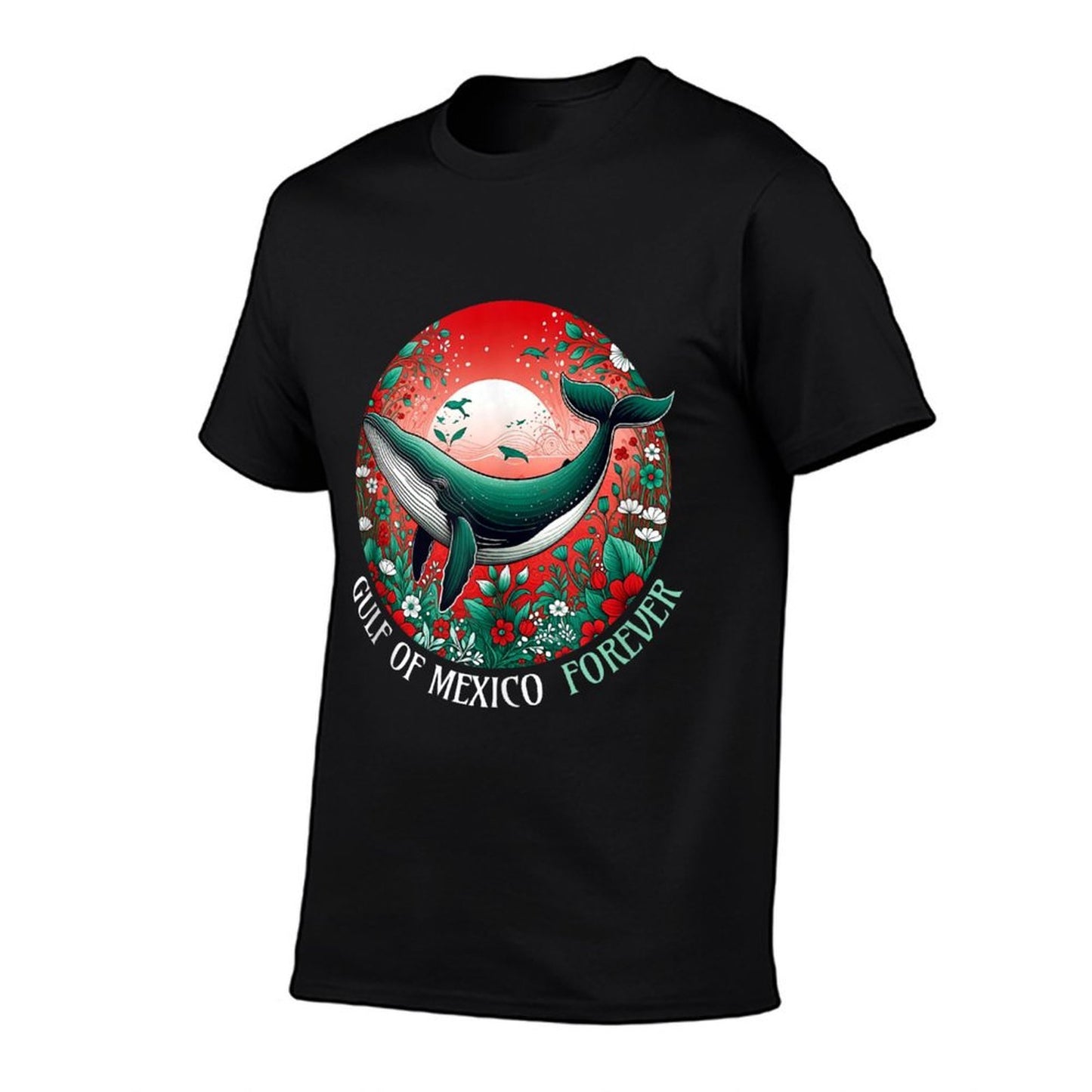 Gulf Of Mexico Forever Whale Floral Ocean 2025 Women  Oversized Silhouette T-Shirt