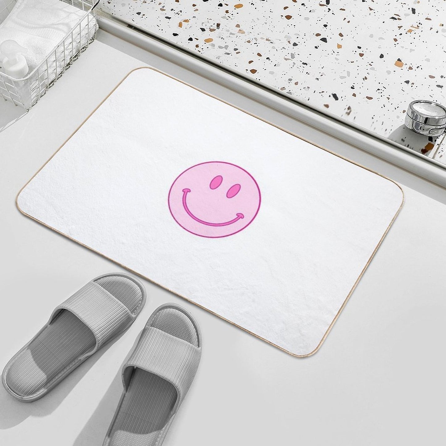 Pink Smiley  Non-Slip Bath Mat