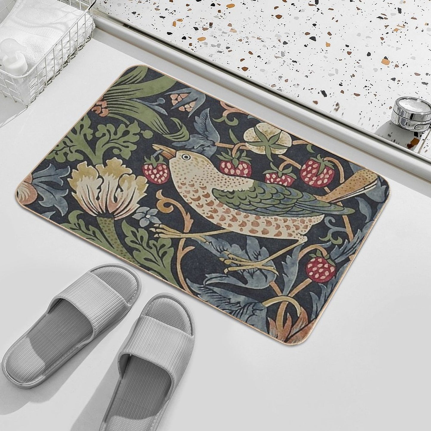 William Morris Strawberry Thief.01  Odorless Bath Mat