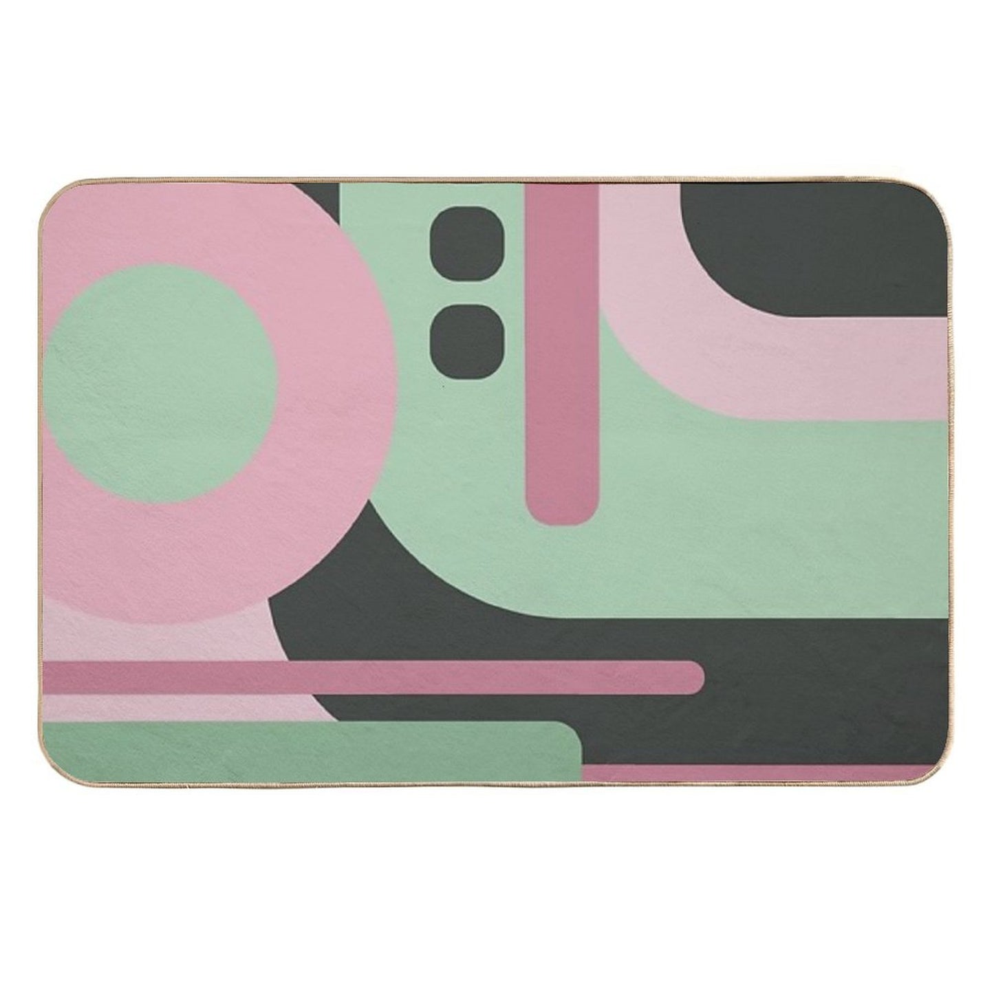 Art Deco Composition Pink And Green #2  Stain-Proof Bath Mat