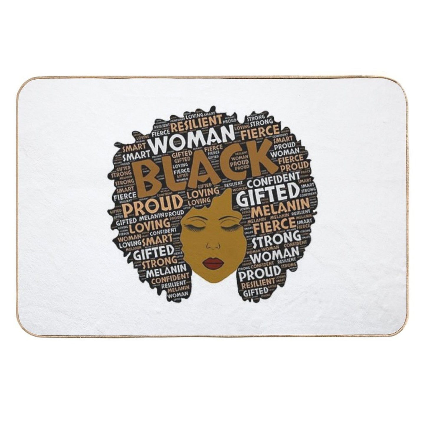 Black Girl  Woman Words in Afro Art  Eco-Friendly Bath Mat