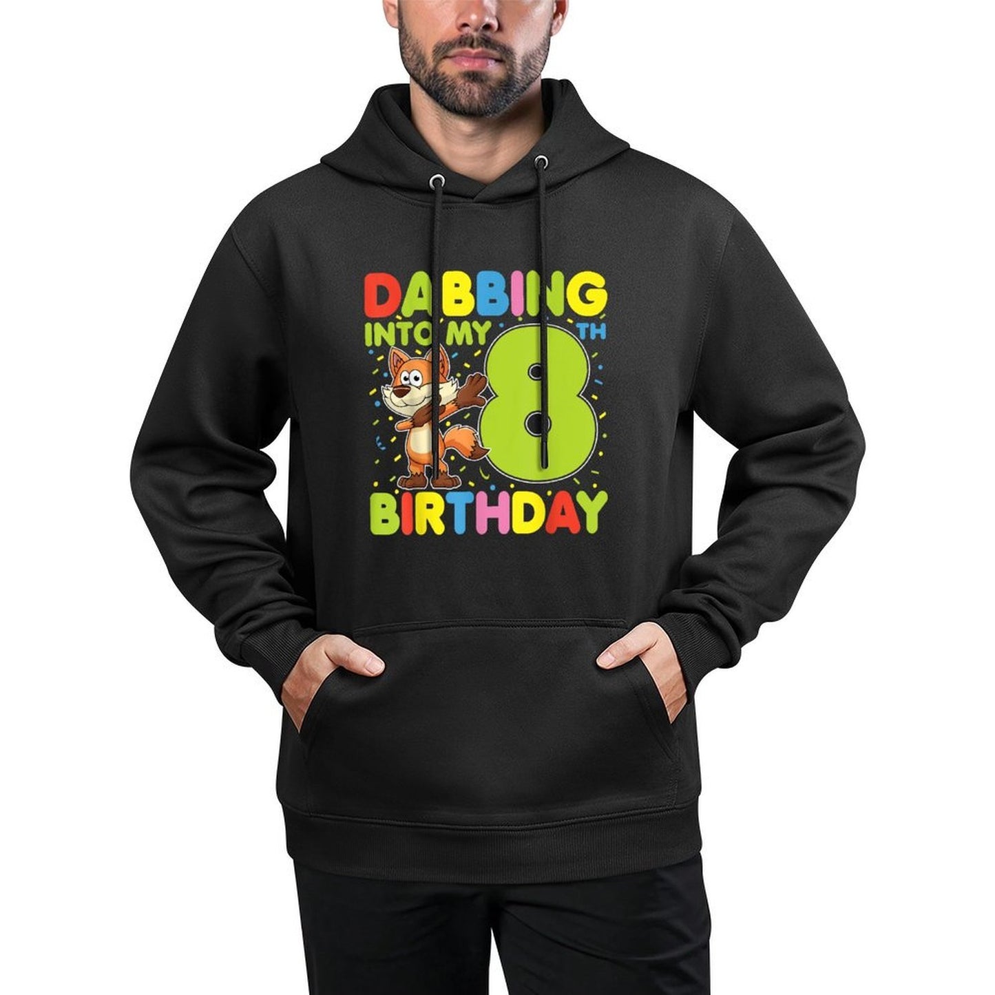 Dabbing Into My 8th Birthday Fox Eight Years Old Boys Girls Breathable Fabric Hoodie