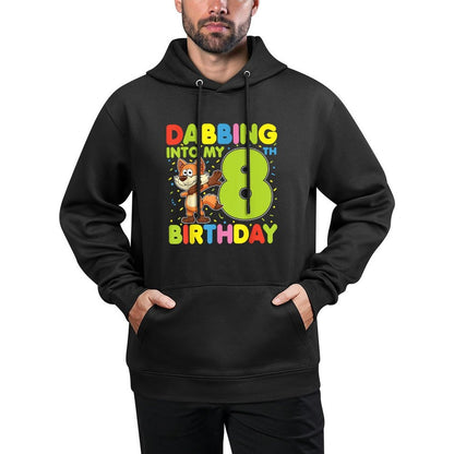 Dabbing Into My 8th Birthday Fox Eight Years Old Boys Girls Breathable Fabric Hoodie