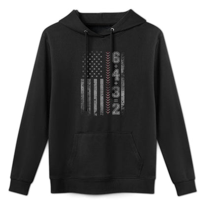 Vintage American Baseball Player 6+4+3=2 Funny Baseball All-Day Comfort Hoodie