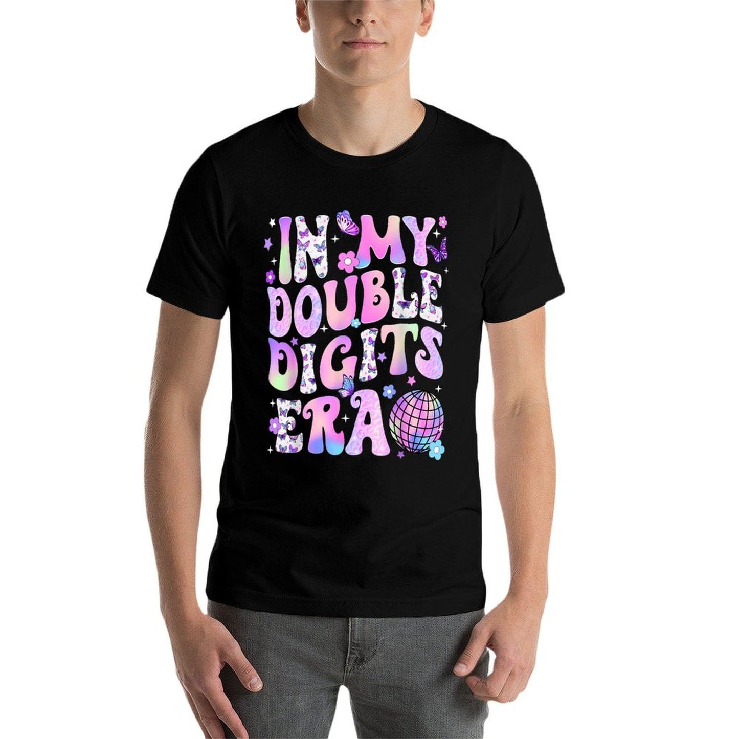 Retro Groovy In My Double Digits Era Disco 10th Birthday  Tagless Design T-Shirt