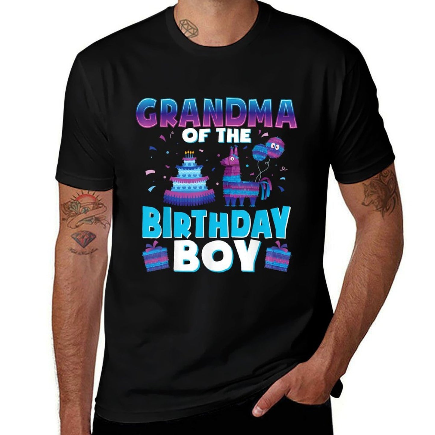 Grandma Birthday Boy Llama Pinata Party Matching Family  Versatile T-Shirt