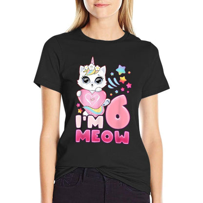 Birthday Girl 6 Years Old, Cat, Unicorn, 6th Birthday  Versatile T-Shirt