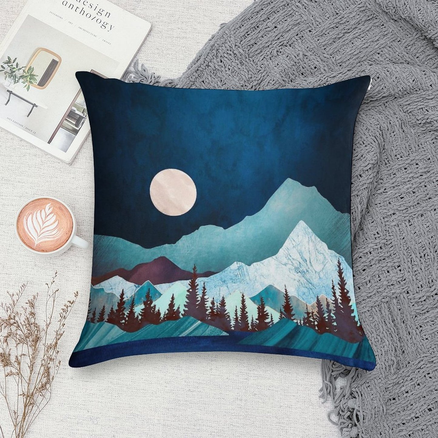 Moon Bay Soft Short Plush Fabric Throw Pillow