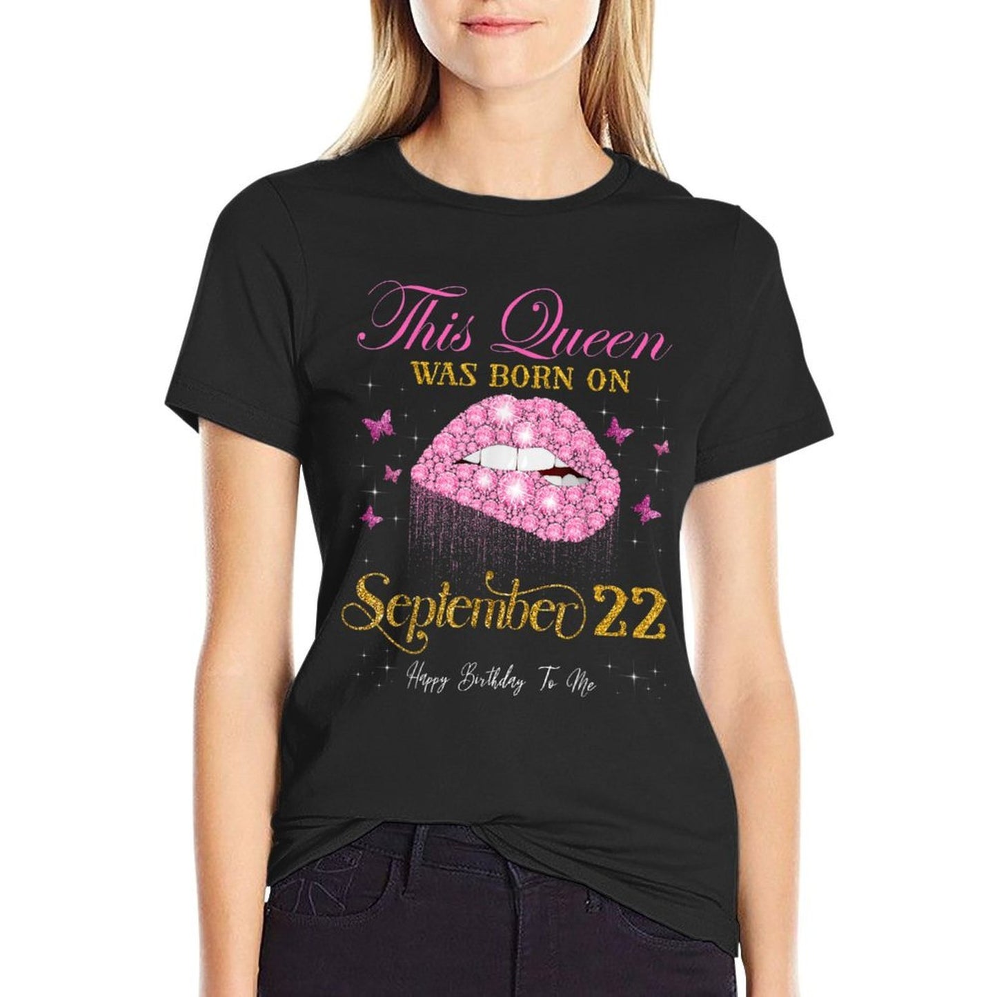 This Queen Was Born on September 22, 22nd September Birthday  Heathered Texture T-Shirt
