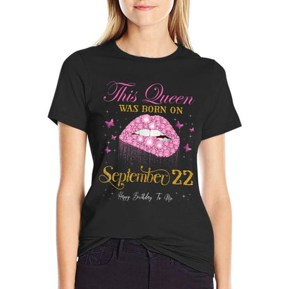 This Queen Was Born on September 22, 22nd September Birthday  Heathered Texture T-Shirt