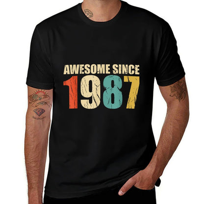 Retro Vintage Style Awesome Since 1987 30th Birthday  Summer-ready Fabric T-Shirt