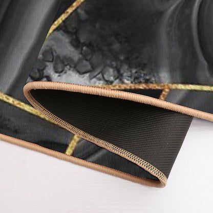 Black Night Agate Gold Geometric Glam #2 #geo #decor #art  Easy To Clean Bath Mat