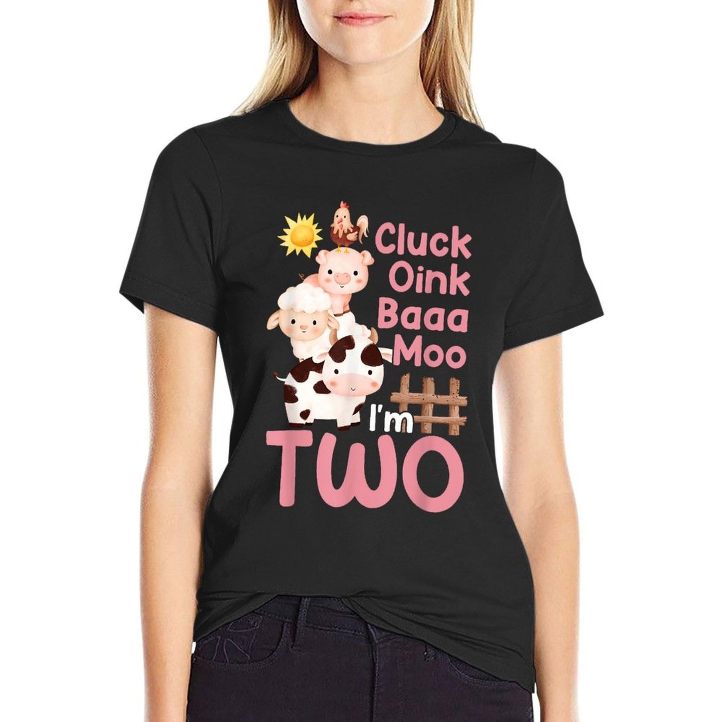 Oink Baa Neigh Cluck Moo I'm Two 2 Farmer 2nd Birthday Farm  Versatile T-Shirt