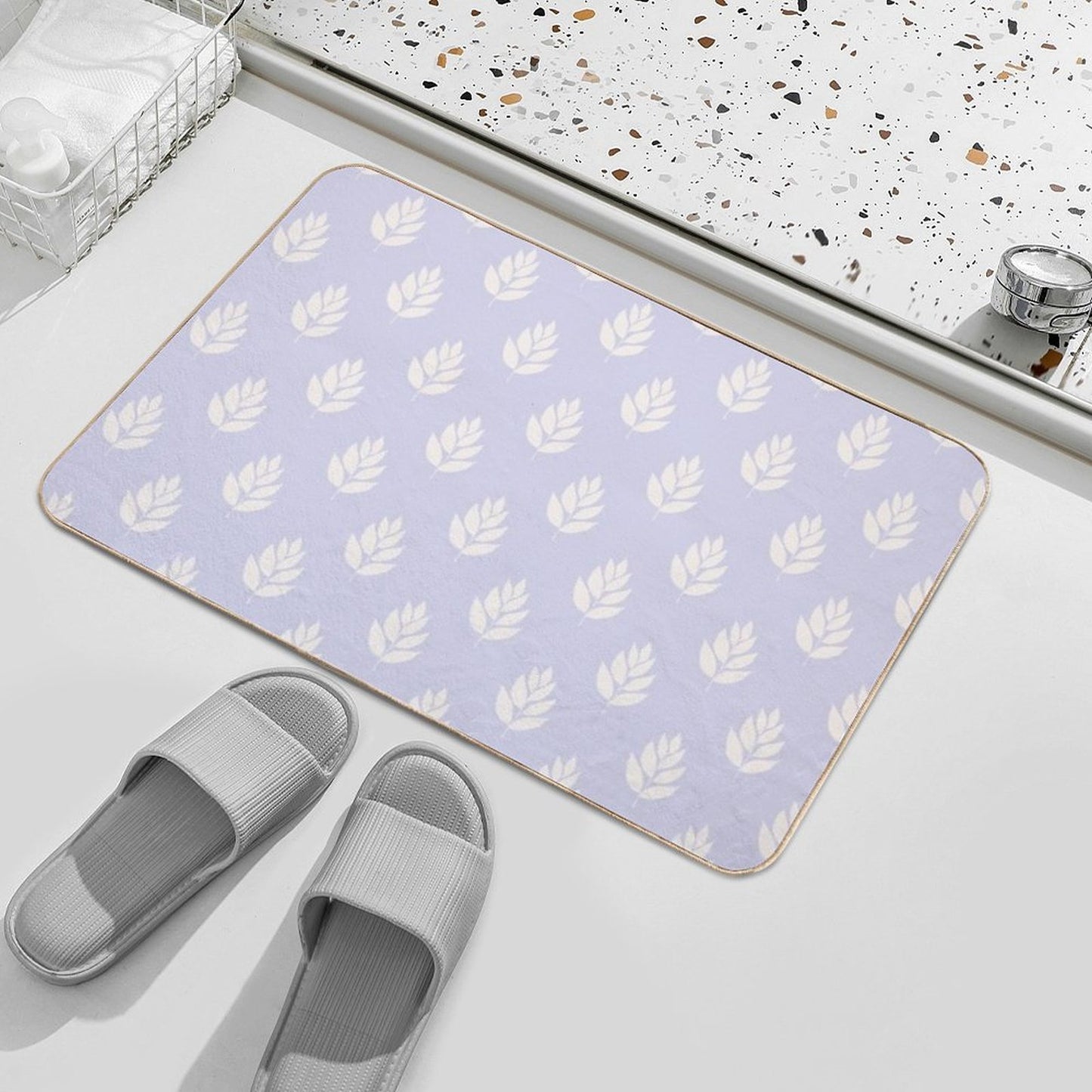 Lavender Breeze Leaf Silhouette  Easy Maintenance Bath Mat