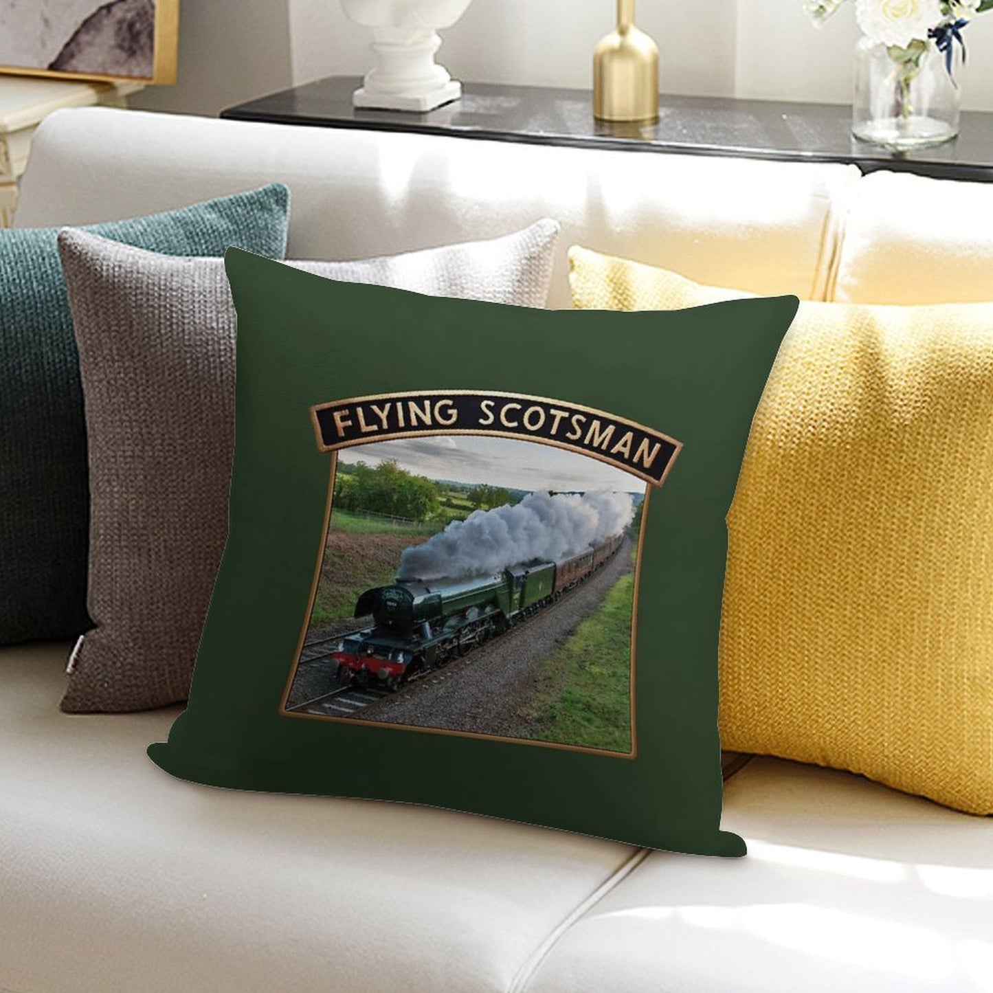 Flying Scotsman And Nameplate Soft Durable Construction Throw Pillow