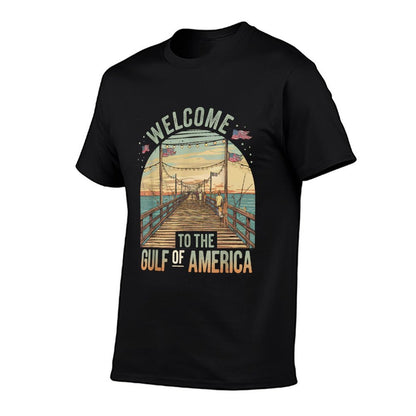 Gulf Of USA America Gift Men Women Flag Beach Oversized Silhouette T-Shirt