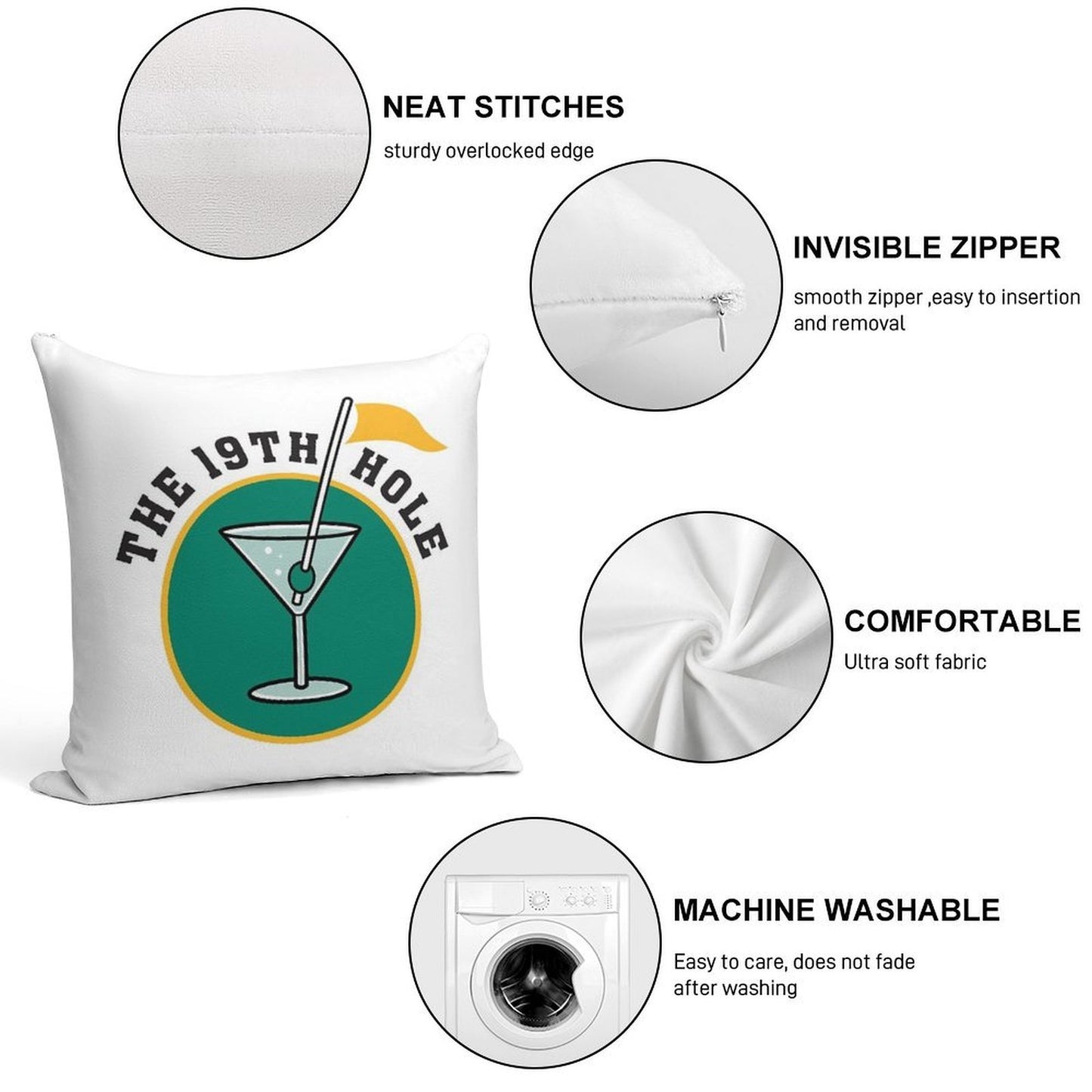 Golf 19th Hole Soft Skin-Friendly Throw Pillow