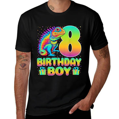 8th Birthday Lizard Reptiles Kids 8 Years Old Birthday Boy Comfortable T-Shirt