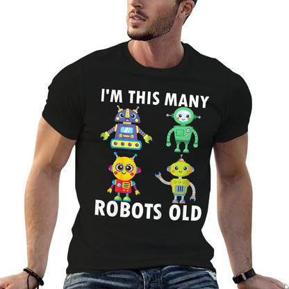 Kids 4 Years Old Robots Old 4th Birthday Kids  High-quality Stitching T-Shirt