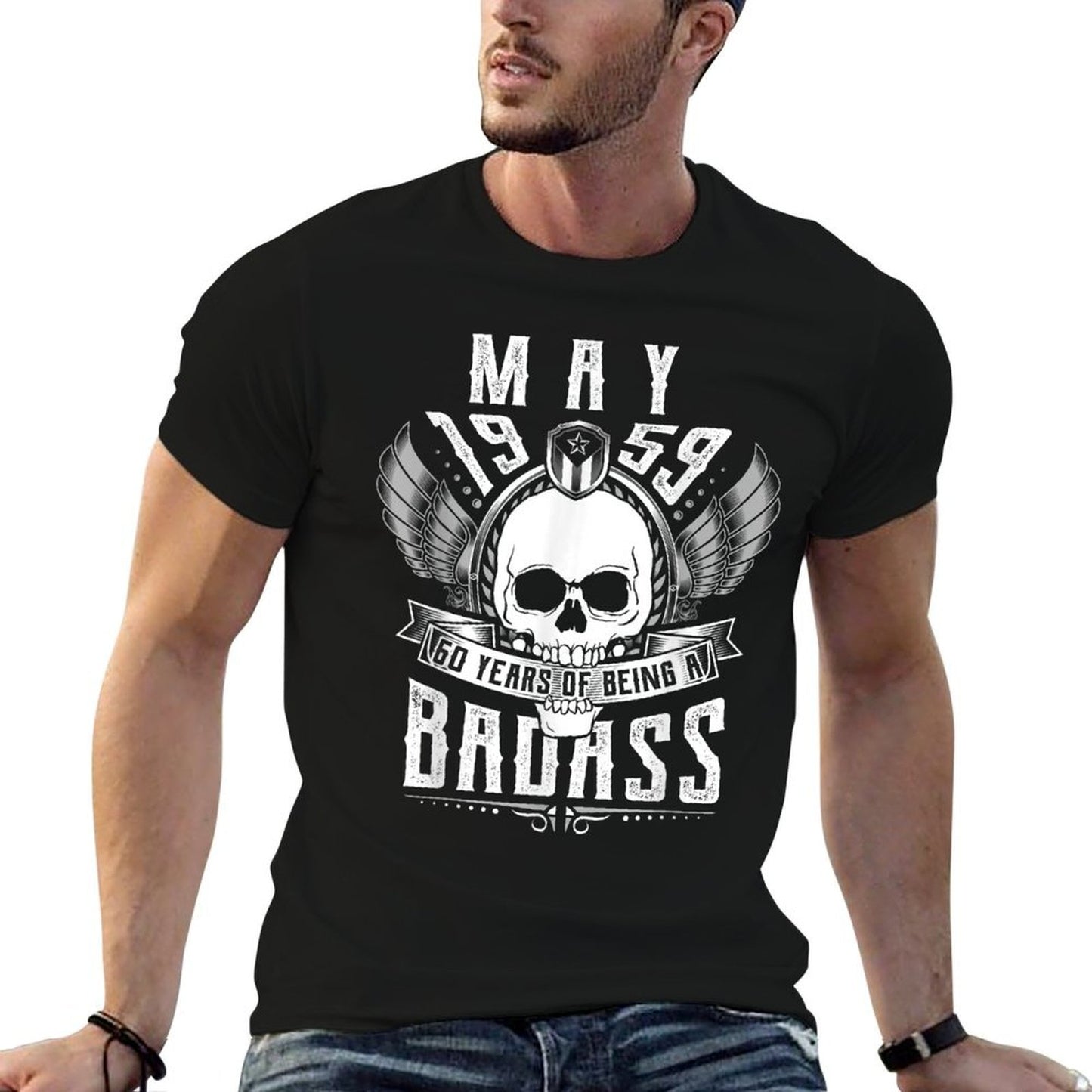60th Birthday Gift May 1959, Badass Biker Style  Affordable Price T-Shirt