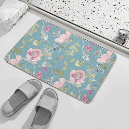 Watercolor Floral Pattern  Stain-Proof Bath Mat