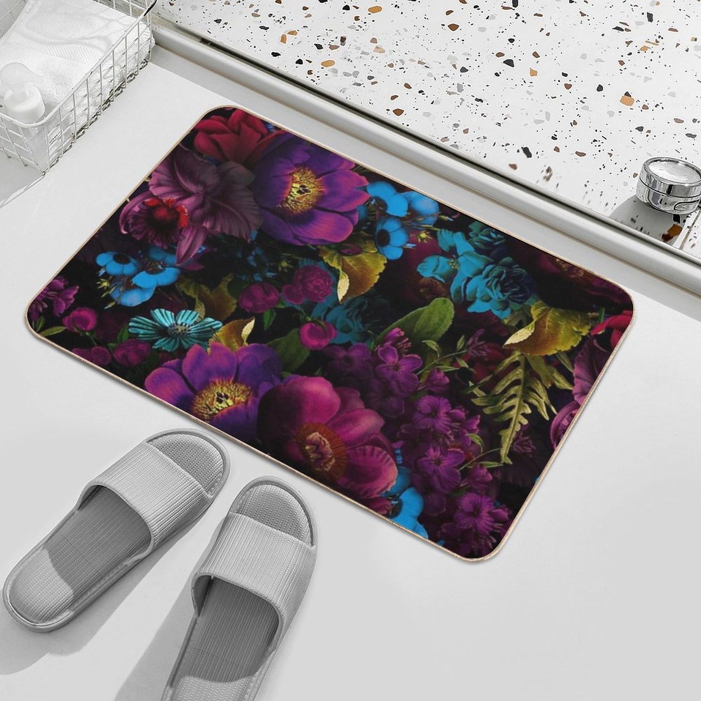 Mystical Night III Botanical Night Garden Nightgarden  Repositionable Bath Mat