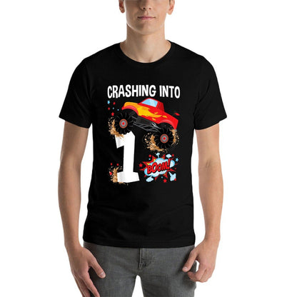 Kids 1 Year Old Monster Truck 1st Birthday Boy Car Trucks  Vintage-inspired T-Shirt