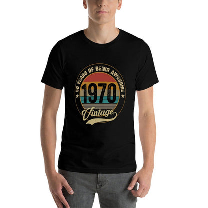 Vintage 1970 50th Birthday Gift Being Awesome  Heathered Texture T-Shirt