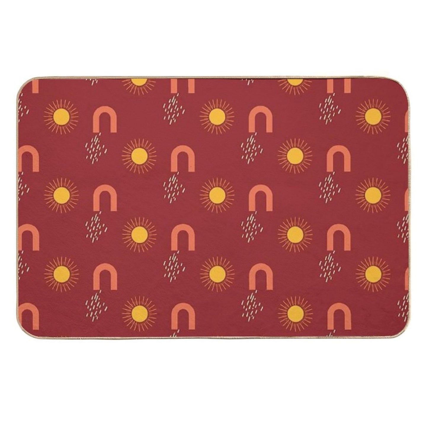 Boho Sun Abstract Line Drawing  Odorless Bath Mat