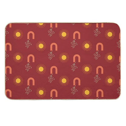 Boho Sun Abstract Line Drawing  Odorless Bath Mat