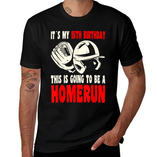 15 Year Old Happy 15th Birthday Baseball 15th Birthday  Slim-fit Cut T-Shirt