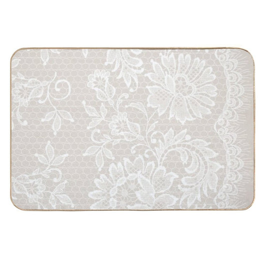 Lace on GreyPink  Pet-Safe Bath Mat