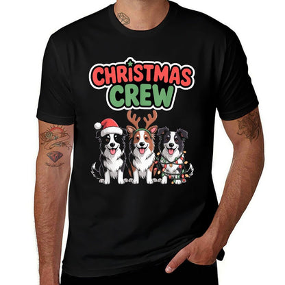 Christmas Crew Xmas Puppy Dog Funny Christmas Border Collie  Tagless Design T-Shirt