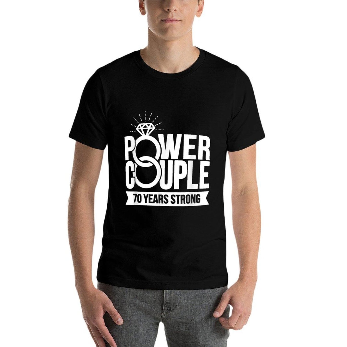 Married 70 Years - Power Couple - 70th Wedding Anniversary  Heathered Texture T-Shirt