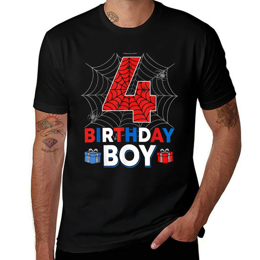 Birthday Spider Web 4 Year Old 4th Birthday Boy  Lightweight T-Shirt