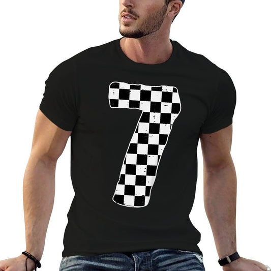 Kids 7th Birthday 7 Racing Seven Year Old Bday Boys Girls  Trendy Pattern T-Shirt